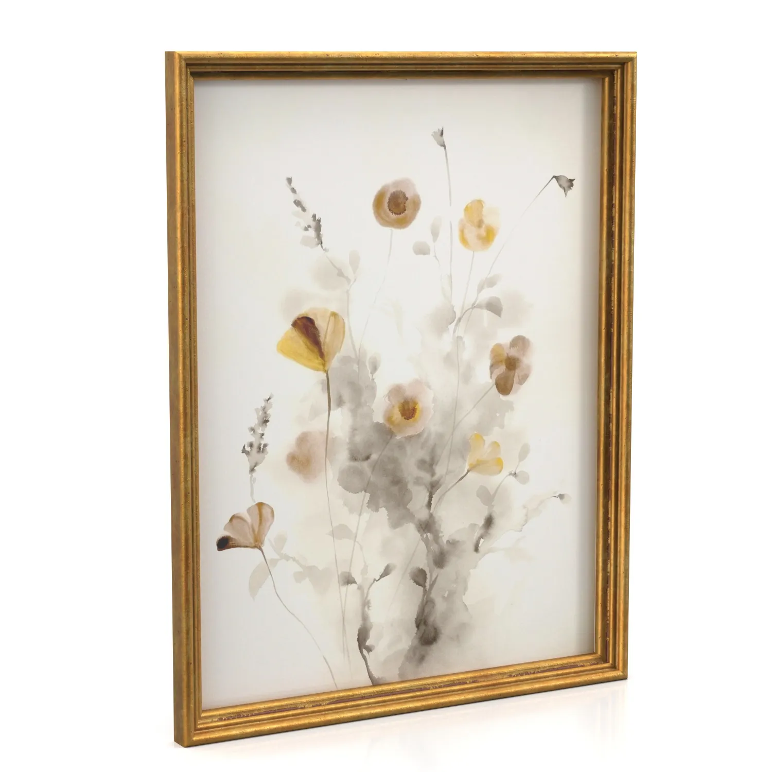 Poppies Watercolor Wall Art PBR 3D Model_01